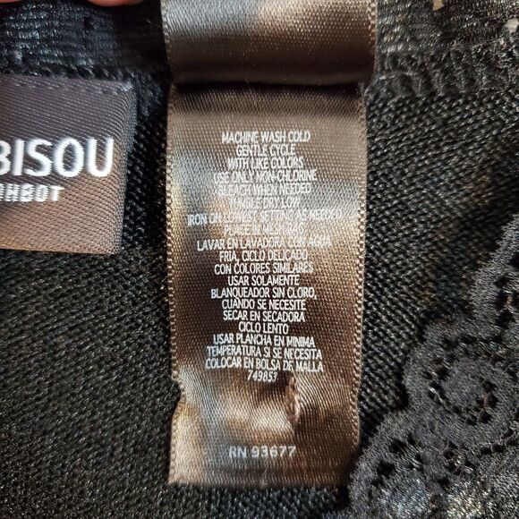 Vintage 90s Y2K Bisou Bisou Lace Trim Cardigan Sweater Black Whimsigoth Preppy - Picture 9 of 10